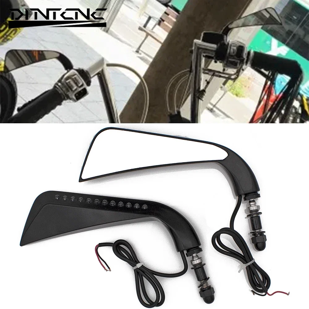 Universal for Harley Road King Street Glide Motorcycle with LED Flowing Water Rearview Mirror Moto Handlebar Equipment Parts