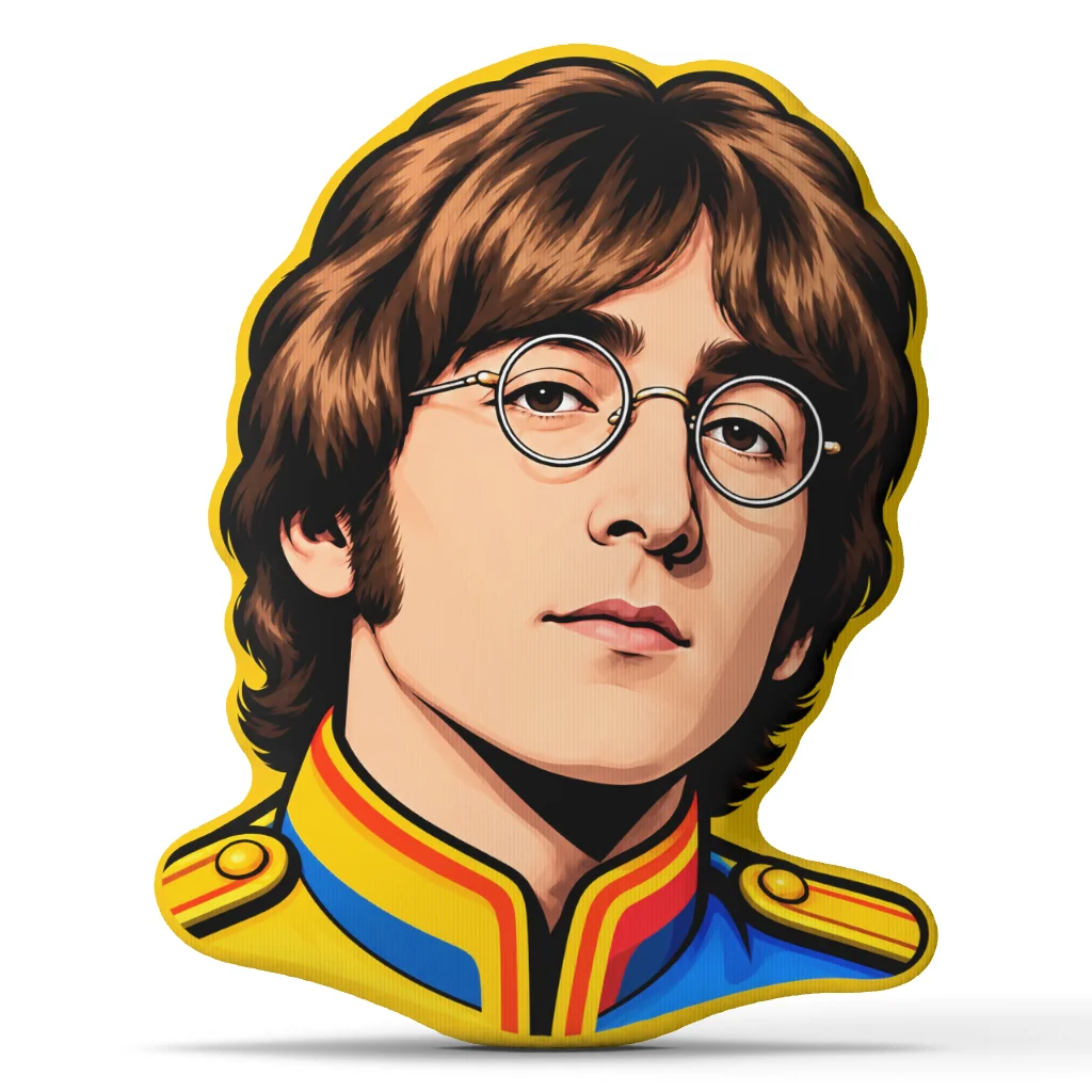 John Lennon Beatles Portrait Shaped Throw Pillow Rock Cushion Stuffed Decorative Sofa Accent Gift for Music Fans Home Decor