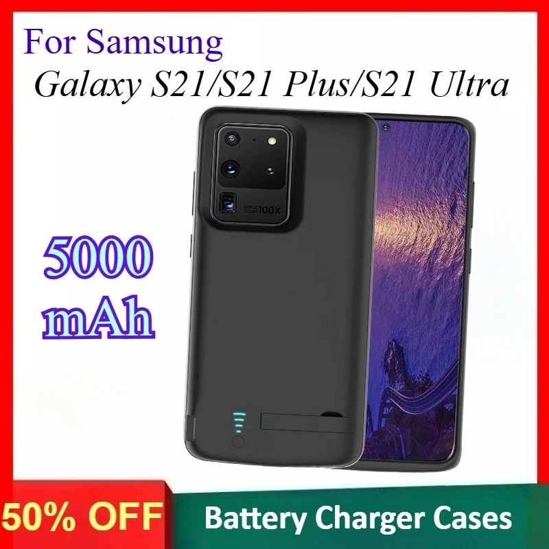 

5000mAh Battery Charging Cover for Samsung Galaxy S21/S21 Plus/S21 Ultra TPU Shockproof Battery Case Slim External Power Bank