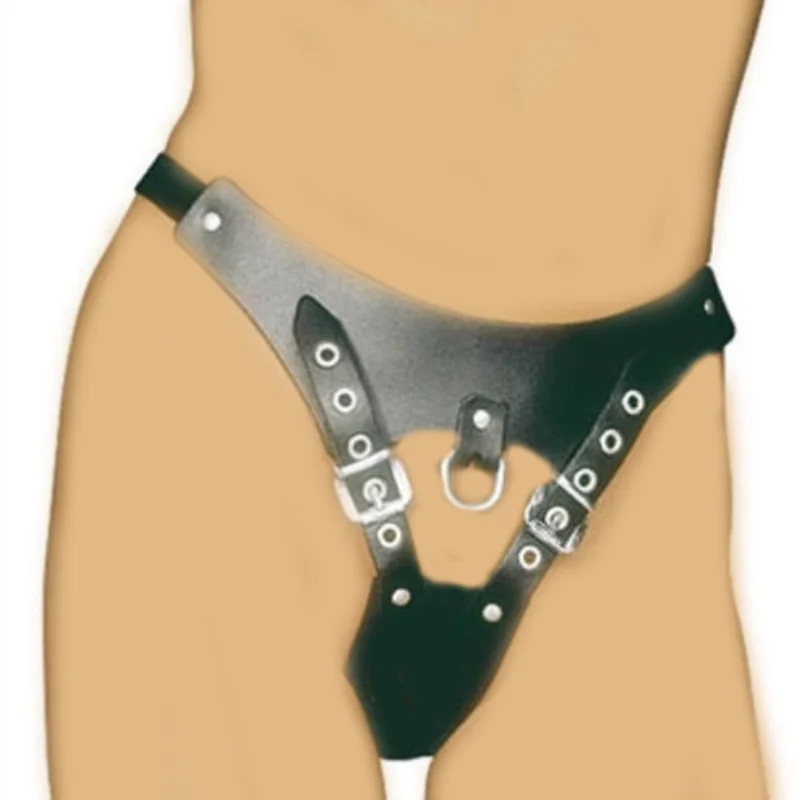 Erotic Underwear Thong PU Leather Male Chastity Panties Cock Penis Sleeve Ring Harness Straps BDSM Restraint Belt for Men