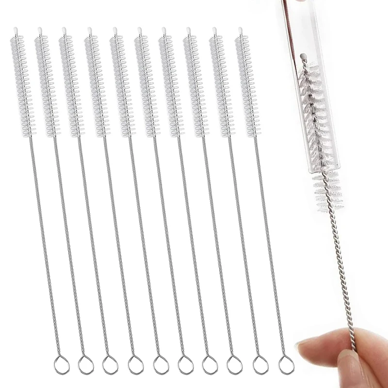 2~10PCS Straw Cleaning Brush Reusable Eco-Friendly Stainless Steel Drinking Straw Cleaner Brush Set Soft Hair Cleaning Tool