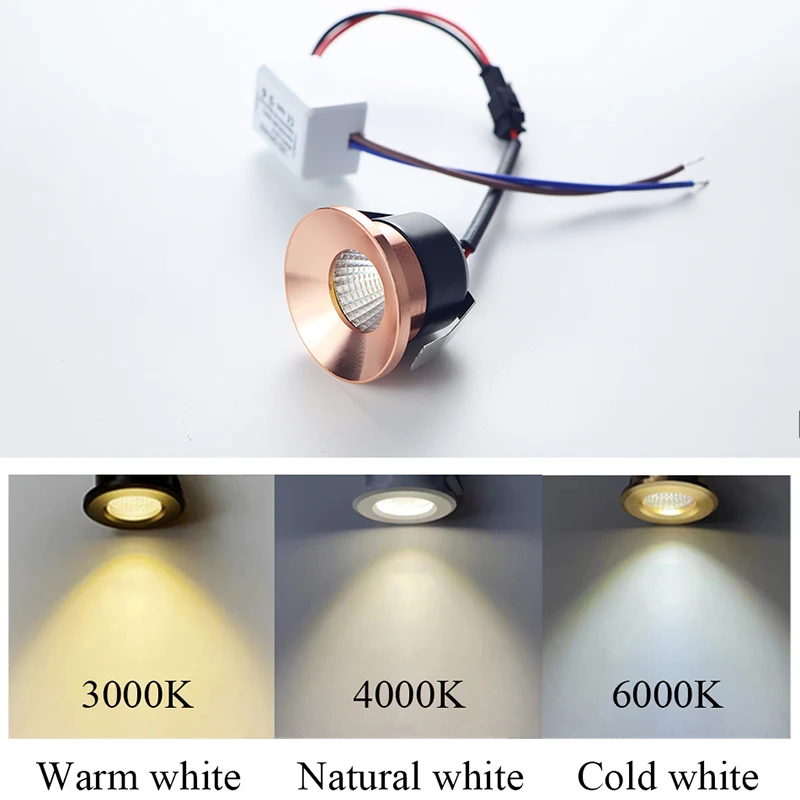 3W aluminiowy okrągłe LED sufitowe z możliwością przyciemniania Downlight AC110V 220V wpuszczane oświetlenie punktowe LED wycięcia żarówki Led 30mm