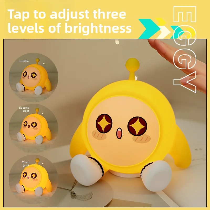 Imagen 3: Luz nocturna de dormitorio con relleno de huevo de silicona, lámpara de escritorio, luz de ambiente que brilla en la oscuridad, luz decorativa de recuerdo recargable