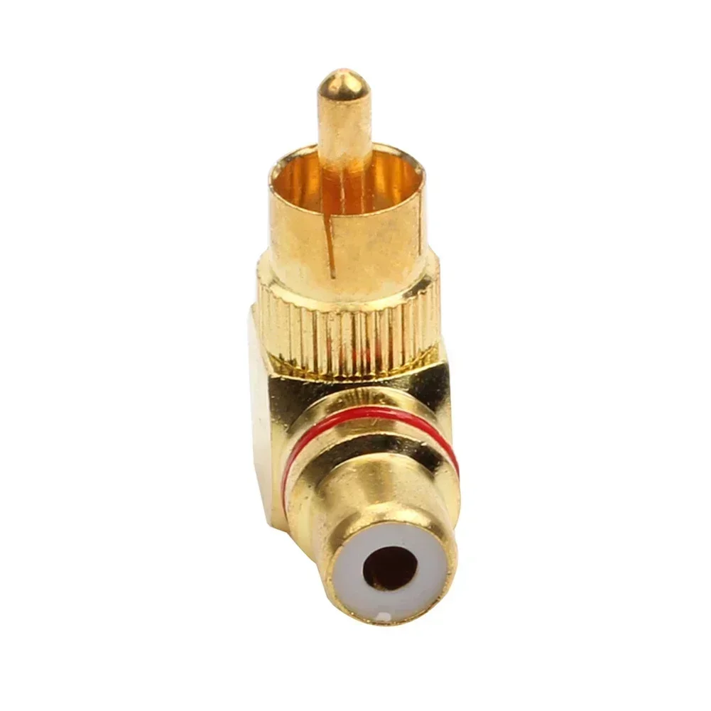 Audio Equipment Mixers RCA Adapter Audio Adapter L Shape 1pcs 90Degree Elbow Gold Male To Female Metal Plug RCA