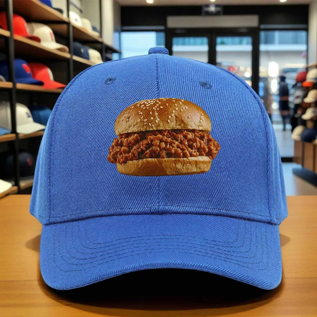 Delicious Barbecue Chicken Sandwich Pattern Print Baseball Cap, Casual Foodie Style Adjustable Hat for Outdoor Picnics And Grill