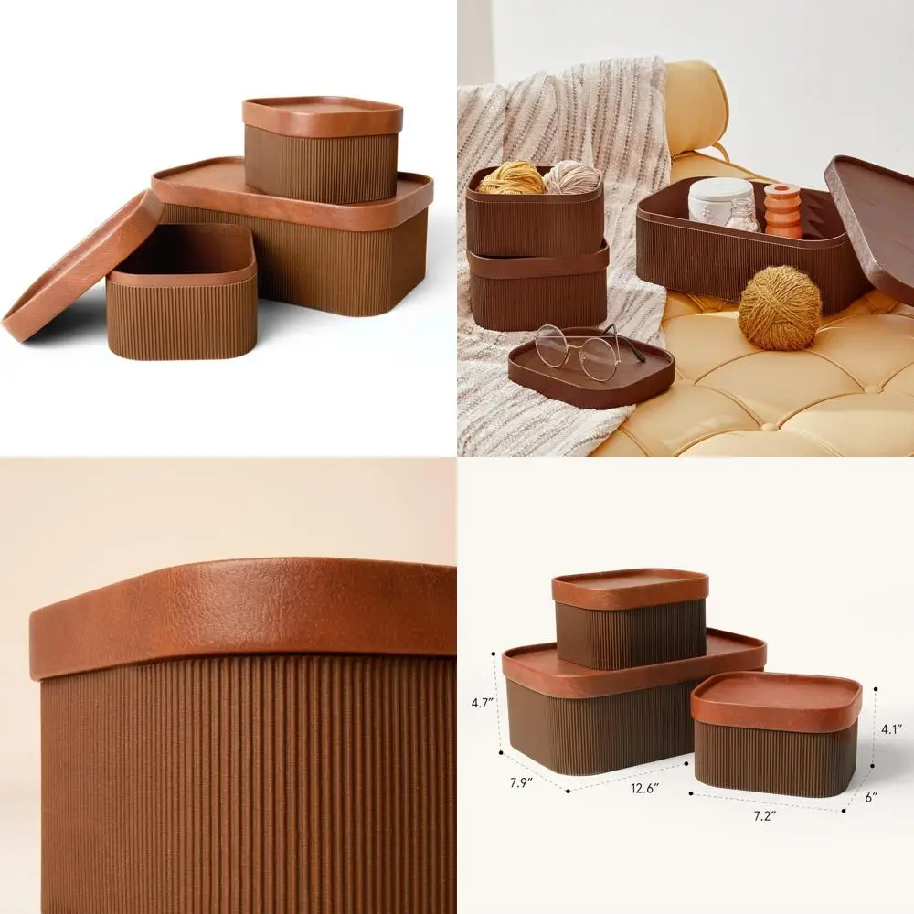 cestini-portaoggetti-in-cartone-scanalato-con-coperchi-simili-in-pelle-scatole-di-carta-decorative-impilabili-marrone-cioccolato