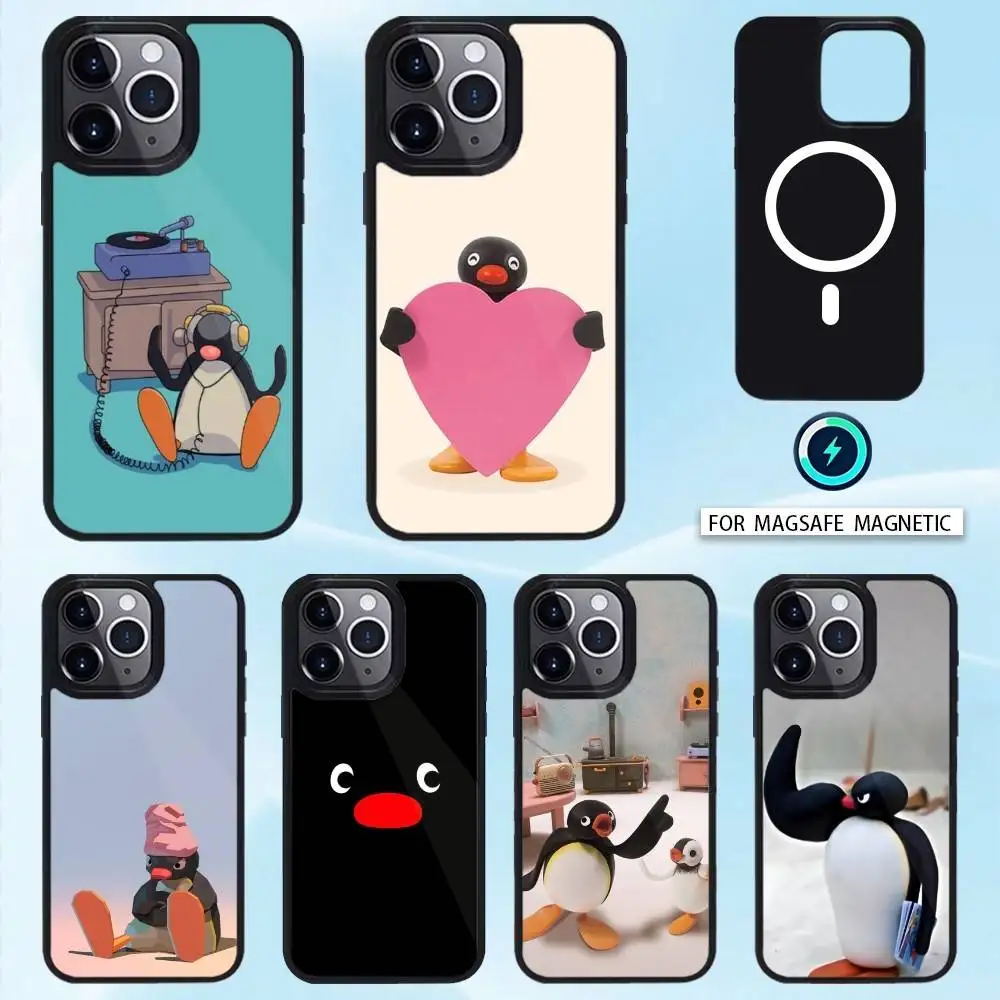 

Happy little black penguin Phone Case For iPhone 16,15,14,13,12,Pro,Max For Magsafe Magnetic Wireless Charging
