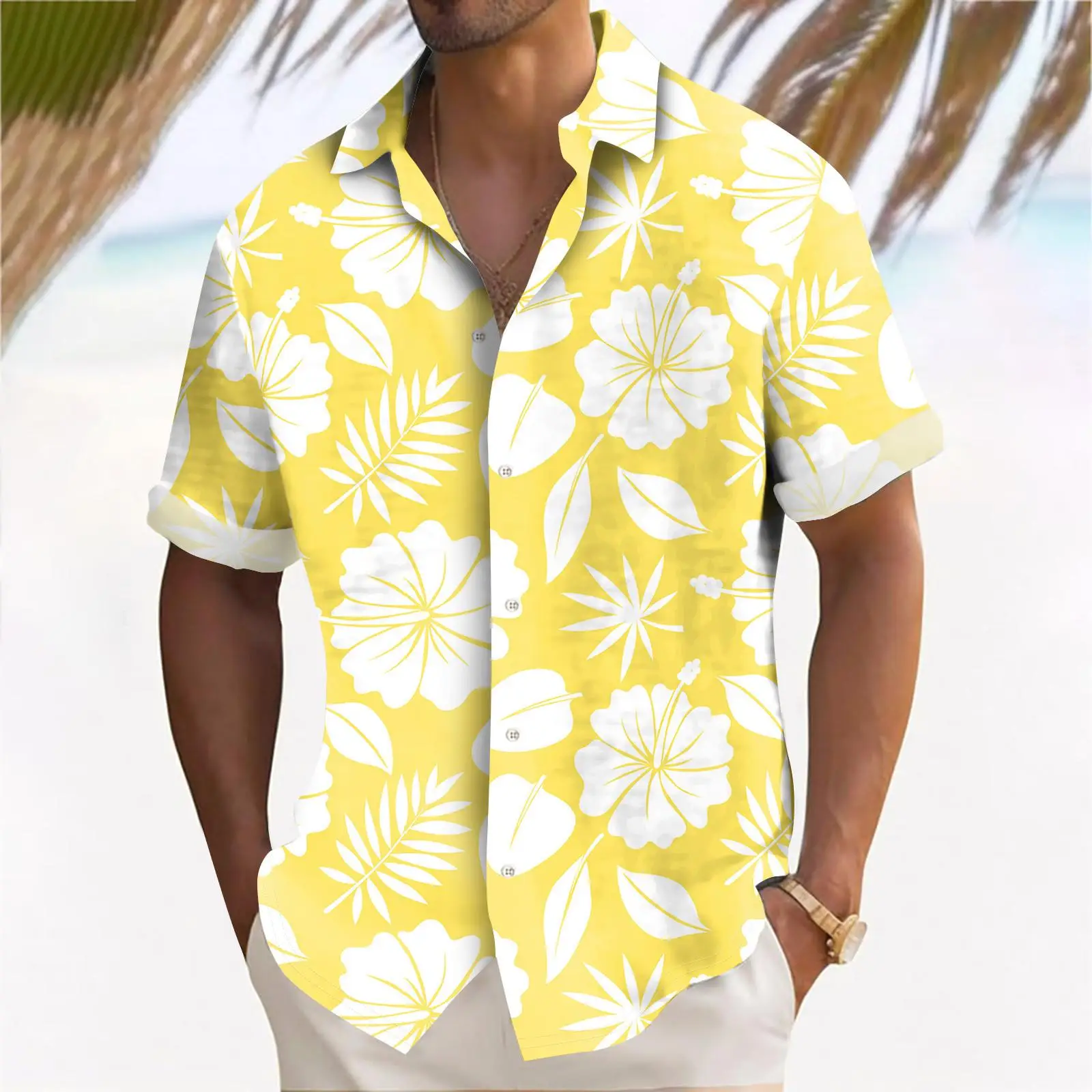 Summer Floral Pattern 3D Printed Men's Shirts Holiday Resort Hawaiian Shirts Cool Breathable Short Sleeve Lapel Button Blouse