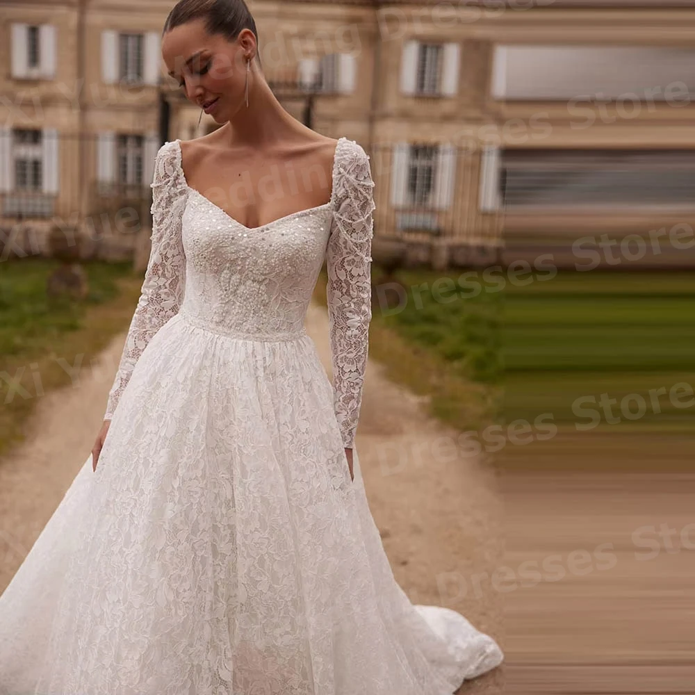 Abiti da sposa in pizzo da donna eleganti e affascinanti Vestido De Novia Graziosi abiti da sposa a maniche lunghe Robe De Mariée personalizzati