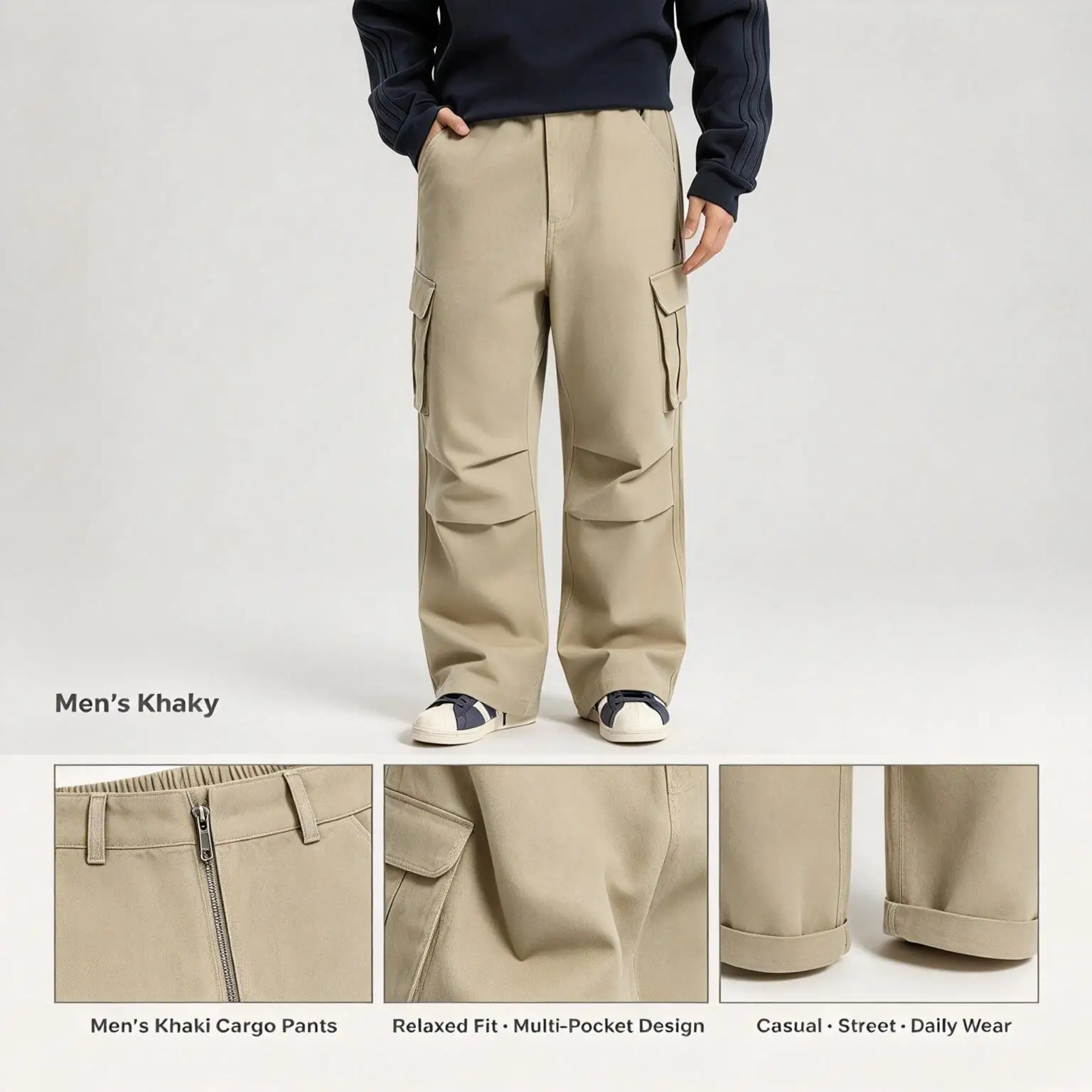 Adidas TRACK PANT M KR5044 Authentic Three Leaves Men's Trendy Large Pocket Woven Sweatpants