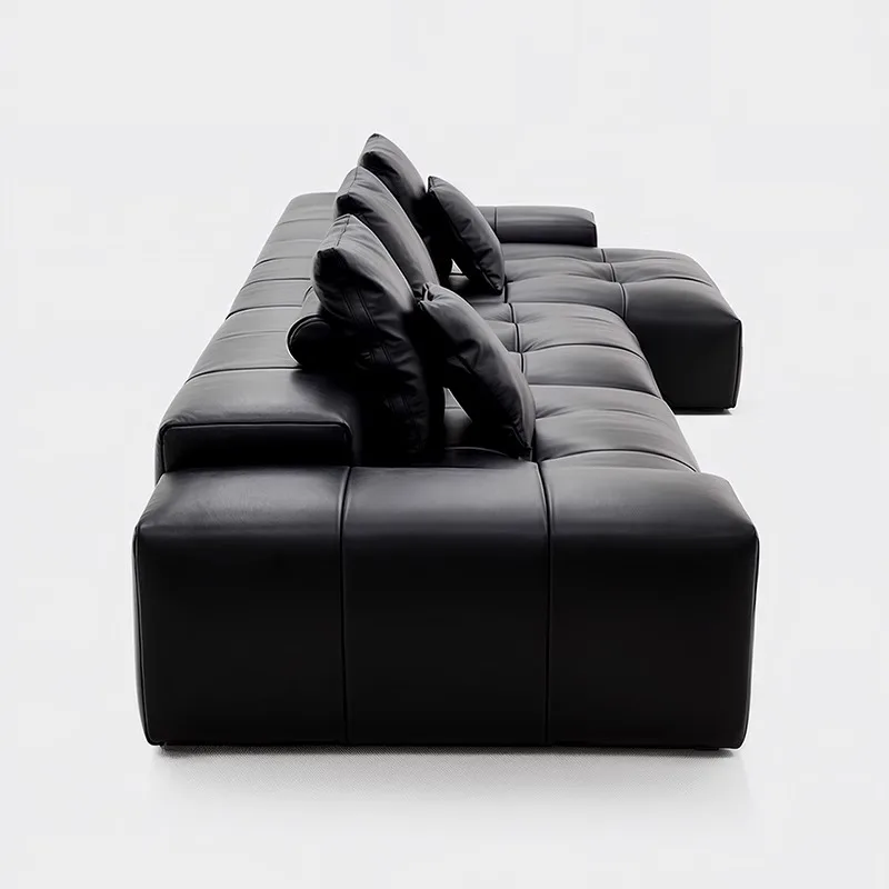

Italian light luxury designer black pixel sofa living room villa free module combination large flat floor