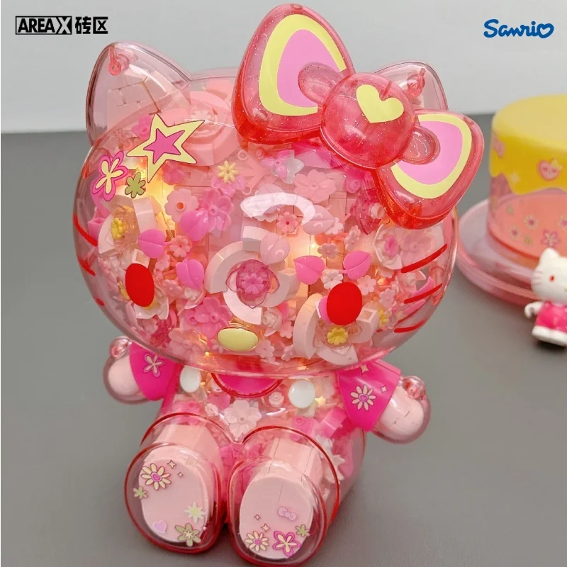 

AREA-X Sanrio Series Hello Kitty Flower Cluster Building Blocks Kuromi My Melody Assembly Model Desktop Ornament Toys Gifts
