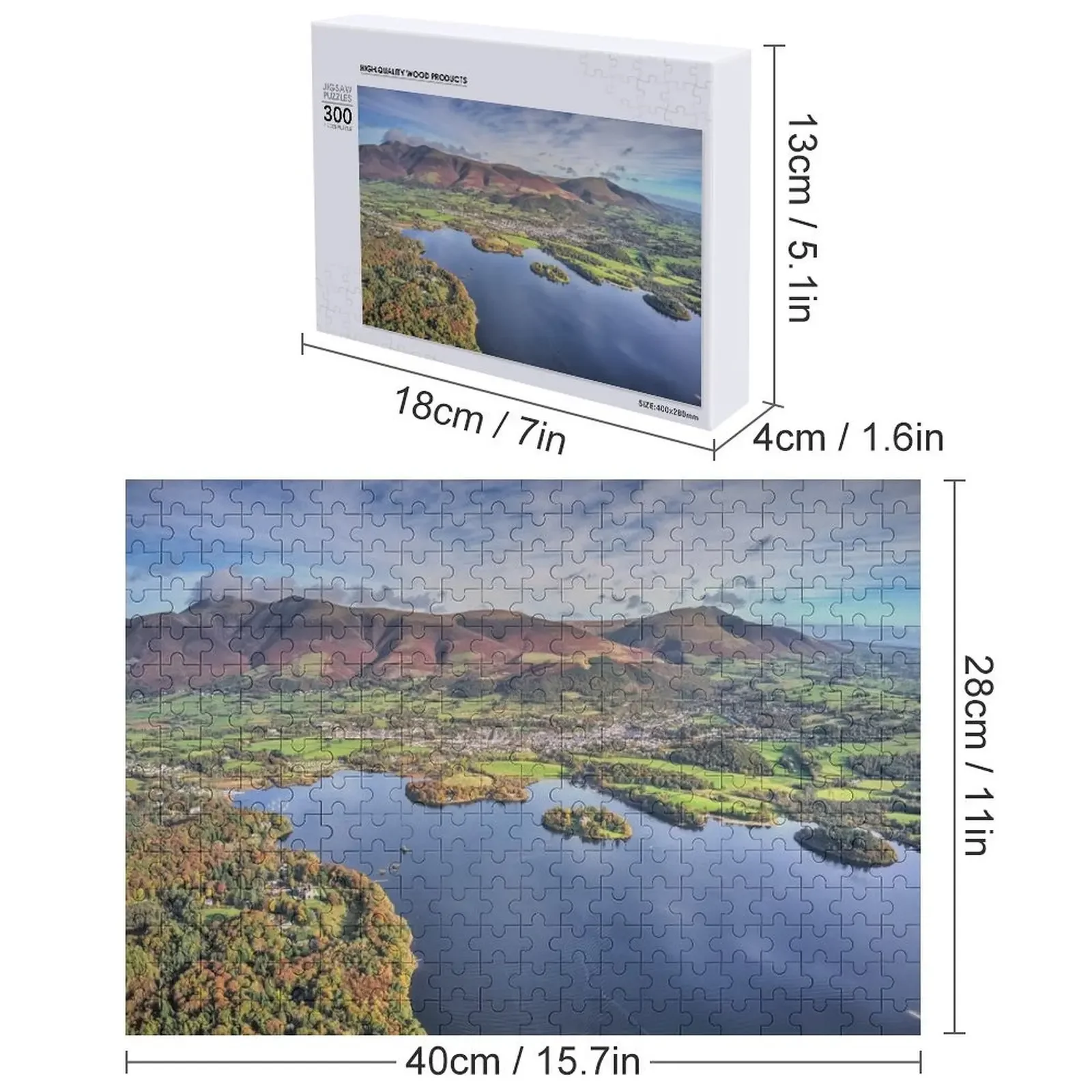 Derwentwater, Keswick e Skiddaw Jigsaw Puzzle Nome Giocattolo in legno Puzzle in legno personalizzato