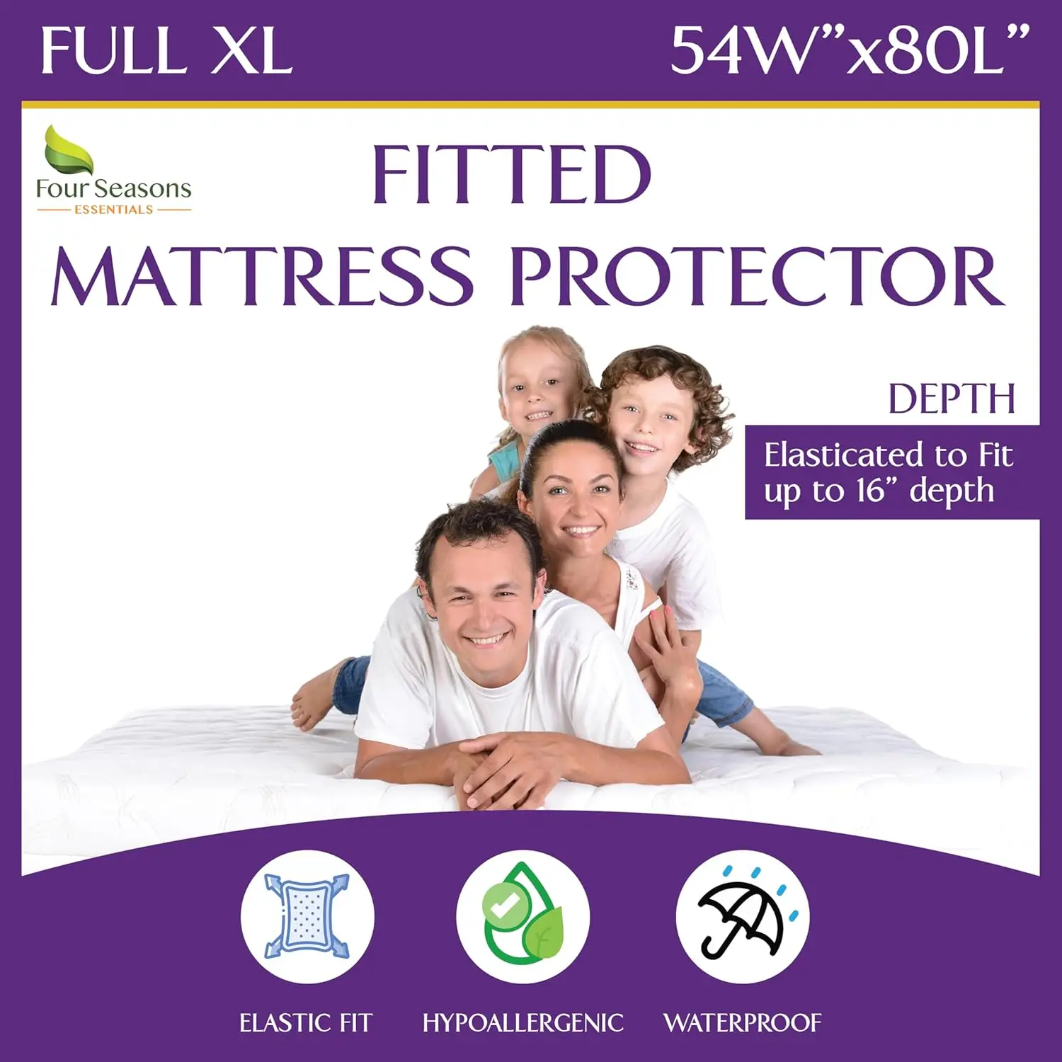 

Full XL Waterproof Mattress Protector, Fitted Sheet Style, Hypoallergenic, Premium Quality, Protects Against Dust & Allergens