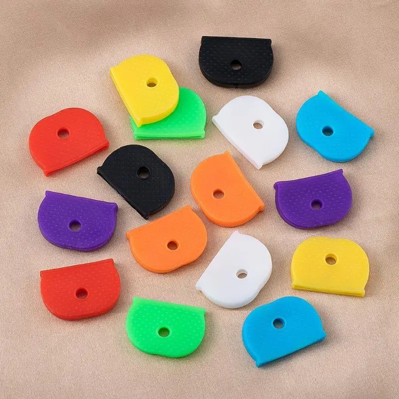 10/24/32Pcs Random Color PVC Key Protective Covers And DIY Key Protective Rings Easy To Install Keychain Storage