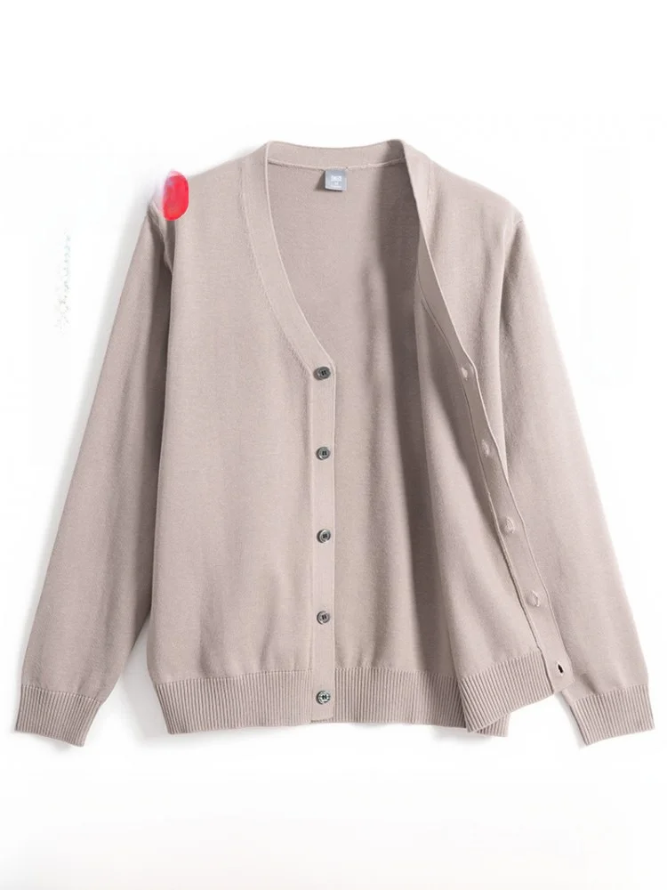 

Весенне-осенний тонкий вязаный кардиган для мужчин, свободный свитер, модный городской стиль, хлопковая смесь, длинный рукав, V-образный вырез