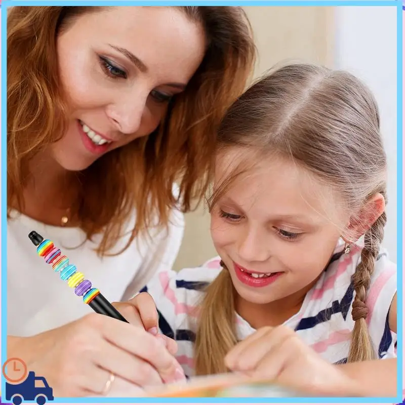 Latest 50Pcs Plastic Beadable Pen With 50 Refills For DIY Making Gift Black