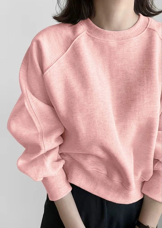 Herbst und Winter Neue Einfarbig Einfache Lange Ärmeln Kurzen Hoodie Lose Pullover Top Hoodie