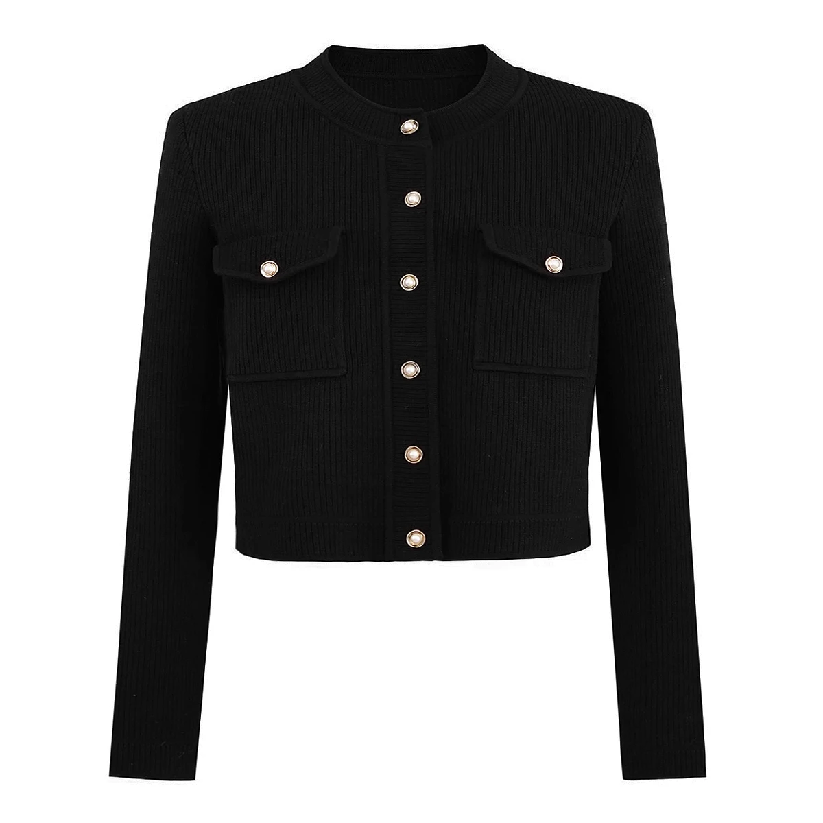 

High Quality Spring And Autumn New Style Fashionable Temperament Socialite Women's Round Neck Long Sleeved Knitted Cardigan Top