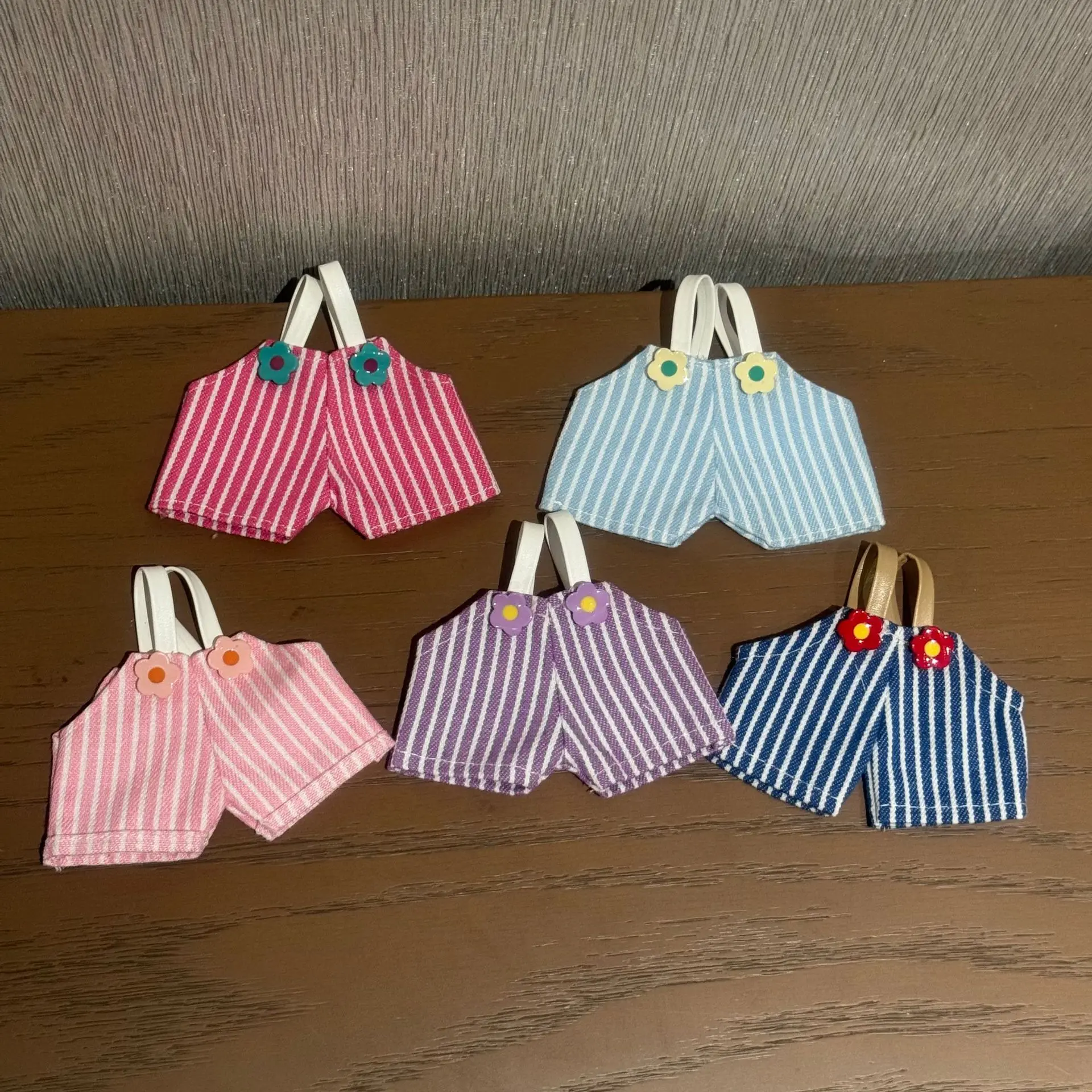 

Labubu Doll Clothes Labubu Floral Stripe Jeans Overalls Cute Labubu Plush Doll Clothing Changeable Doll Outfits