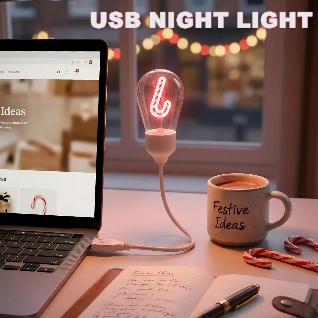 Adjustable Bendable Hose Snowflake USB Night Light Warm Soft Light Mini Desktop Reading Lamp For Computer Notebook