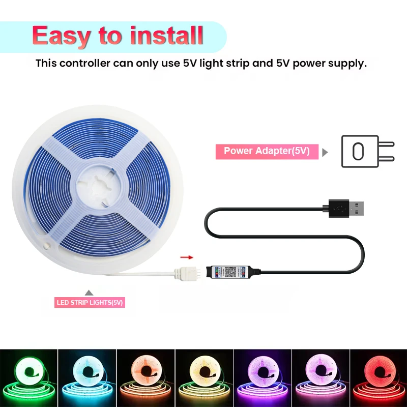 1 Piece of Color-Changing Rgb Flexible Led Light Strip with No Light Spots, Equipped with a 24-Key Bluetooth Function Remote Control, App Control, Allows for Switching Light Color and Brightness, Sound Pickup Function,