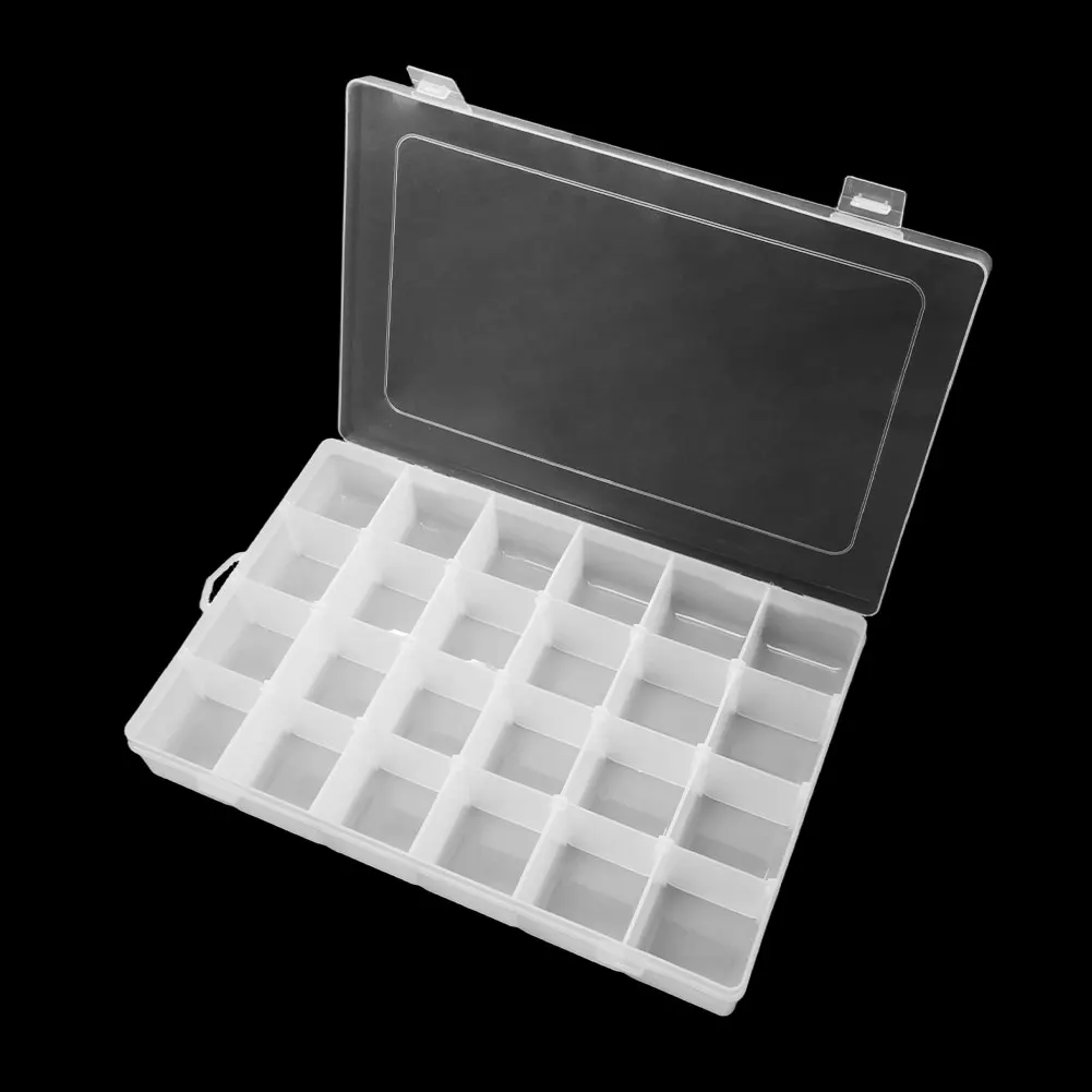

24 Compartment Plastic Box Jewelry Bead Earring Ring Organizer Handmade Storage Boxes