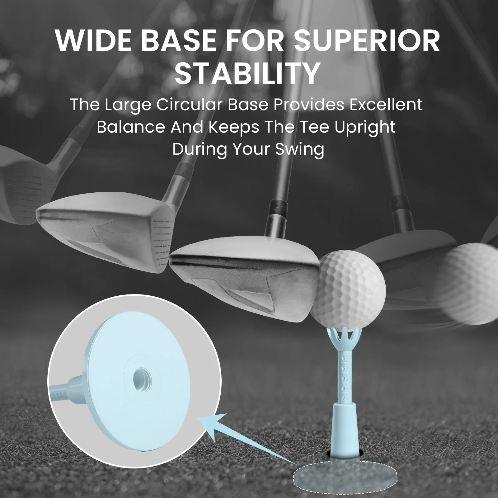 Adjustable Golf Rubber Tees 2 Pack Durable 8-Claw Base 2.1"-2.9"  Height for Driving Range Training