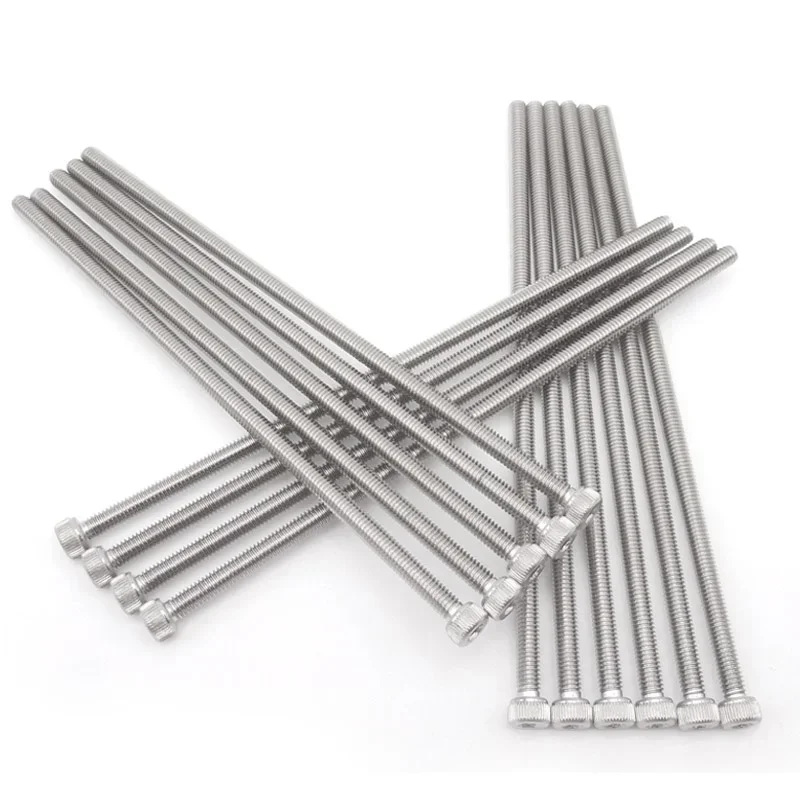 M2 M3 M4 M5 M6 M8 M10 M12 DIN912 304 Stainless Steel Inner Hexagon Lengthen Screw Knurled Cup Head Bolts Extra Long Screws Bolt