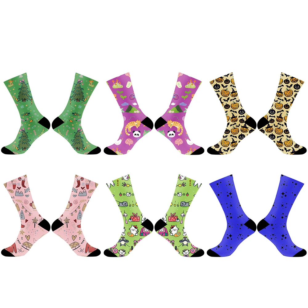 Summer cute mid-tube socks 2024 New Print fashion and socks Christmas contrast socks