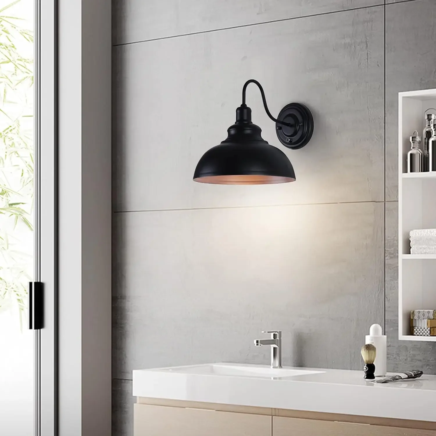 Applique Murale Noire avec Gradateur Marche/Arrêt, Luminaire Industriel à Intensité Réglable pour Salon