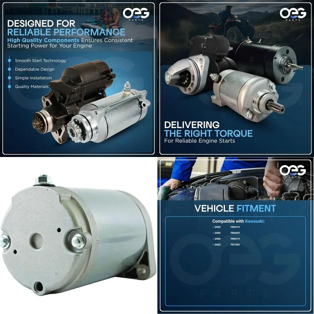 

OEG Parts New Starter Compatible with Kawasaki 4 Stroke Engine 15HP-18HP FR600V FR541V FR691V FR730V AS04, 21163-0728, 21163-703