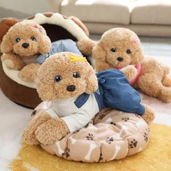 35/55cm Real Life Teddy Dog Wearing Clothes Cute Poodle Plush Toys Simulation Suffed Animal Doll for Christmas Birthday Gift