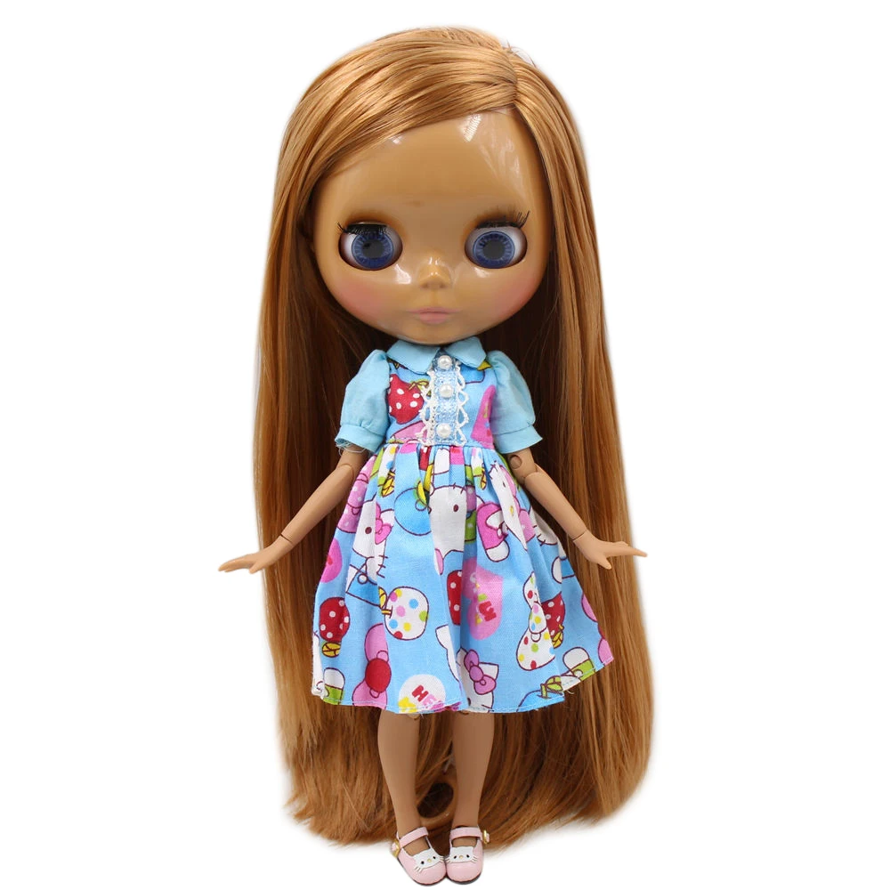 

ICY DBS Blyth Кукла No BL0535 Коричневые прямые волосы Боковая часть Линия Стиль JOINT Body Шоколадная кожа Neo 30 см 1/6 BJD