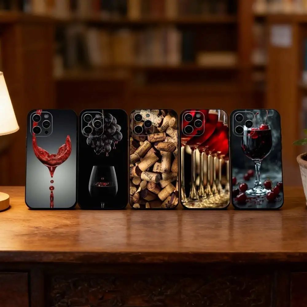 

Red wine Phone Case Silicone Soft For IPhone 17 16 15 14 13 12 11 X XR Plus Pro Max Plus