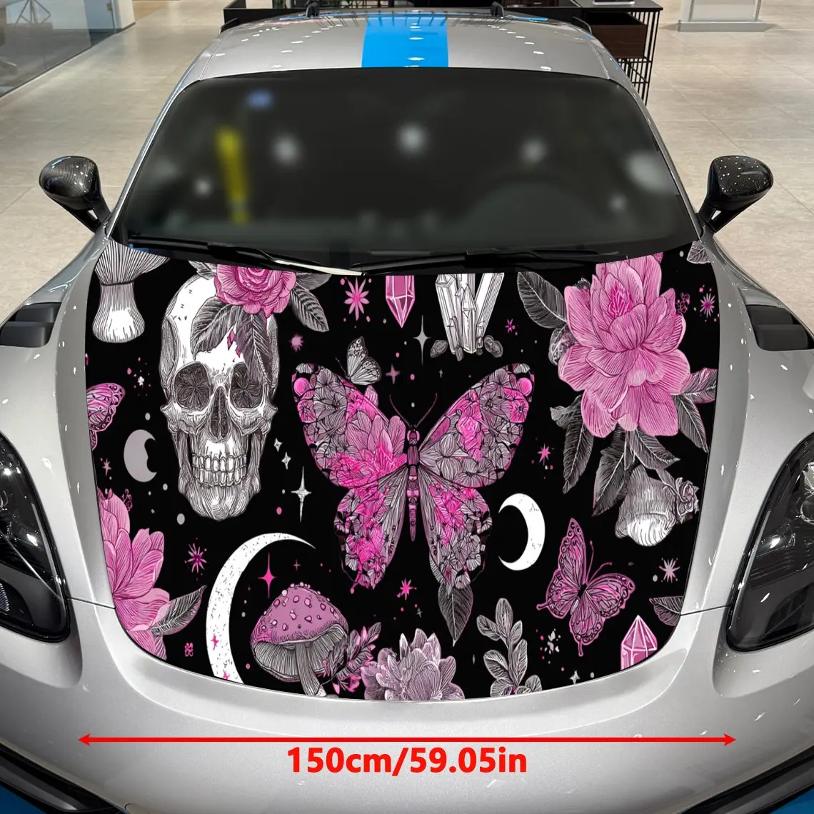Floral, Butterfly, and Moon Elements Car Hood Vinyl Stickers Car Surface Protection Decal Car Decoration Cover Vinyl Wraps Water