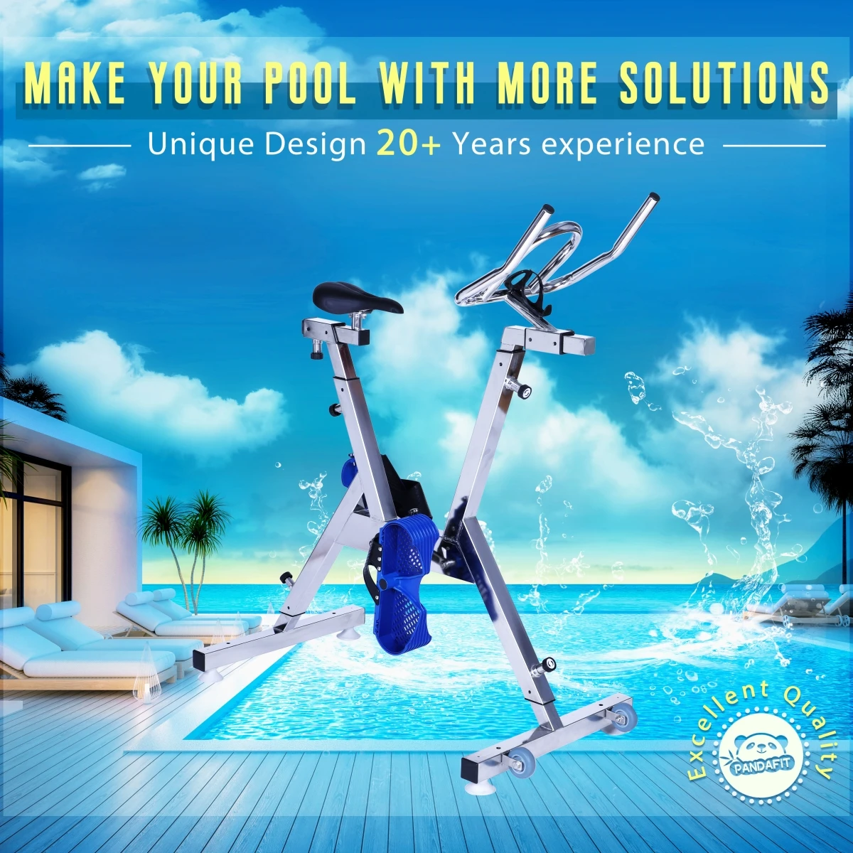 Custom OEM High Quality Aqua Bike For Spas Gyms Hotels Resorts 3 Year Warranty Aqua Fitness Stainless Steel Swimming Pool Rider