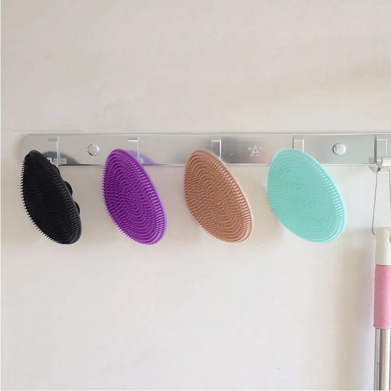 Silicone Body Scrubber Natural Bristles Skin Exfoliator Scrub Shower Sponge Brush Silicone Bath Shower Brush