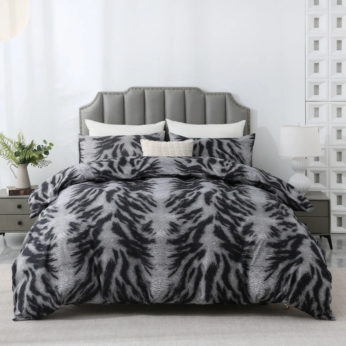 Black White Zebra Duvet Cover Set 3PCS Grey Animal Print Bedding Wholesale