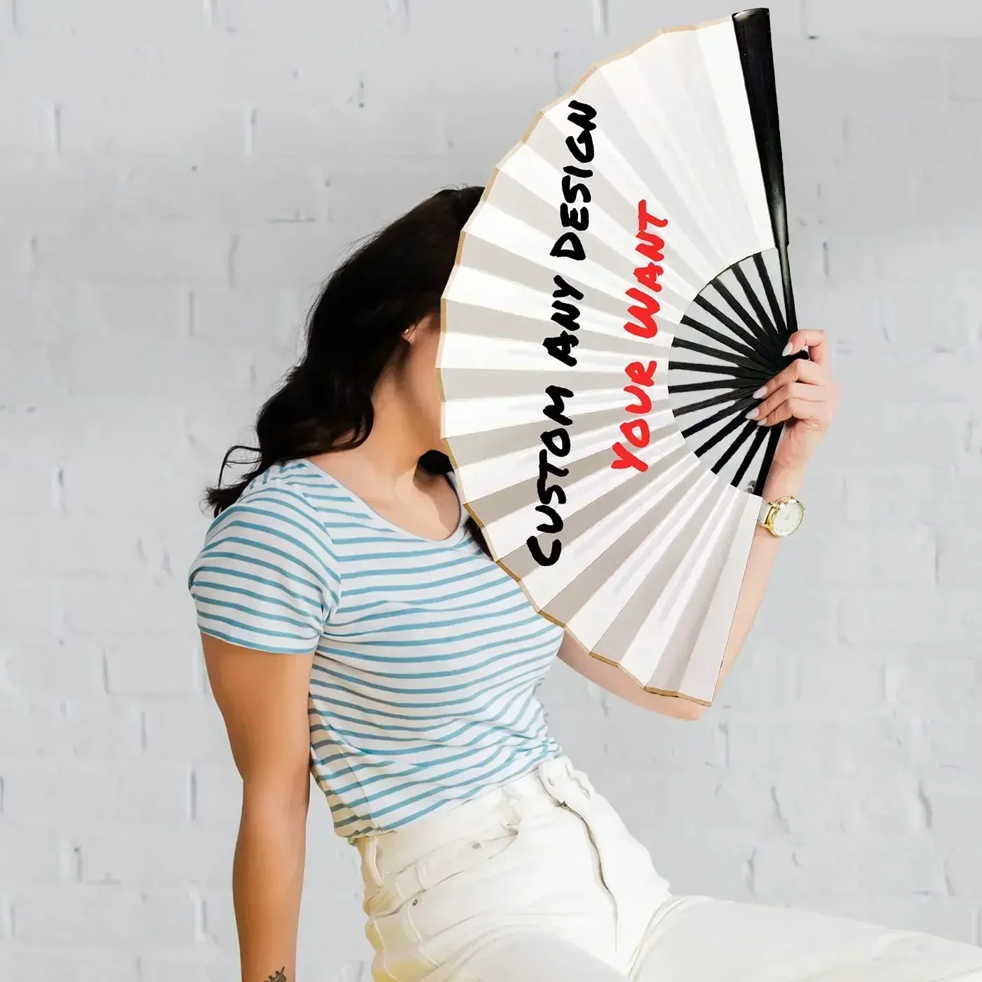 Custom Folding Fan Personalized Handheld Folding Fans with Bamboo Frames Vintage Style for Dancing Cosplay Wedding Party Props