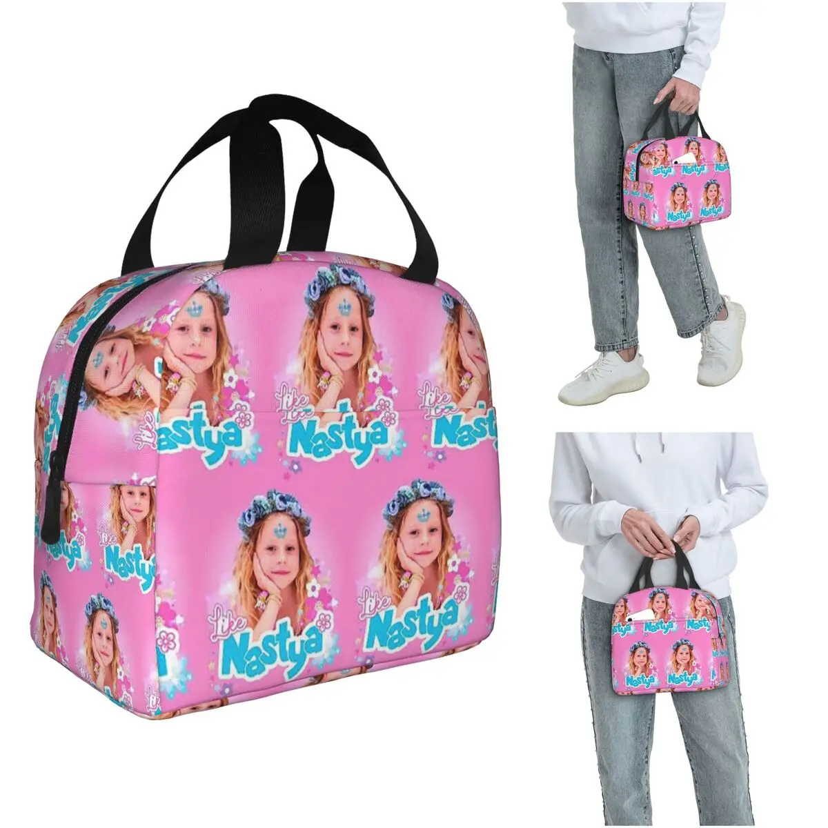 

Cartoon Like Nastya Insulated Lunch Bag for Women Kids Leakproof Food Boxes Thermal Lunch Box Tote
