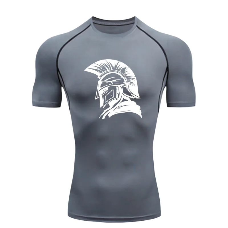 스파르탄 헬멧 2026 남성 스포츠 티셔츠 트레이닝 컴프레션 반팔 래쉬가드 남성용 운동 티셔츠 러닝 운동 티셔츠