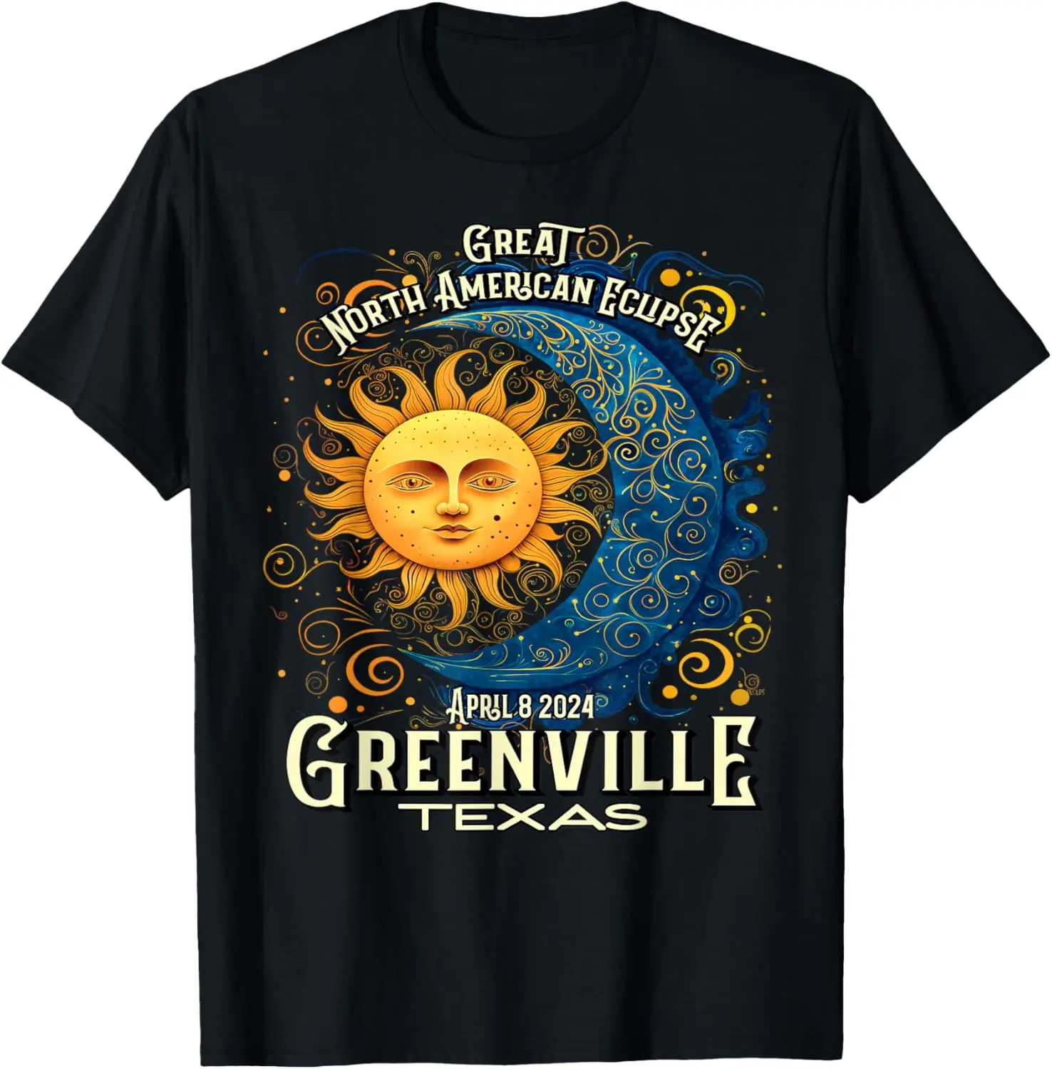 تي شيرت Greenville Texas 2024 Total Eclipse Celestial Souvenir