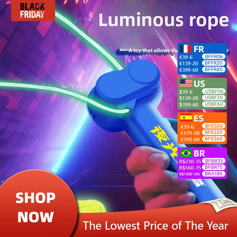 Luminous Rope Transmitter Electric Rope Loop Lasso Luminous Rope Shooter Yarn Rotating To Tease The Cat