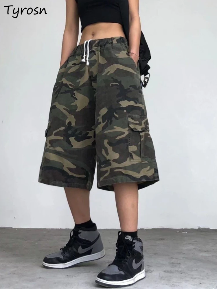 Broek Dames Camouflage Ontwerp Eenvoudig All-match Vintage Dames Zakken Klassiek Recht Street chic Hoge taille Zomer Gezellig Sportief