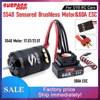 SURPASSHOBBY Brushless Motor ESC Combo Sensored S540 17.5T 21.5T Motor 60A Sensored ESC 32-bit 6V/3A BEC For 1/10 RC Cars