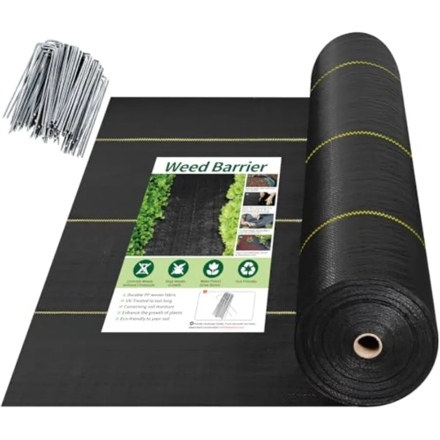 

Усиленная УФ-стойкая пропускающая воду ландшафтная ткань (4 фута x 300 футов) коричневого цвета для борьбы с сорняками в садах, на участках и при ландшафтном дизайне, со стойкими креплениями