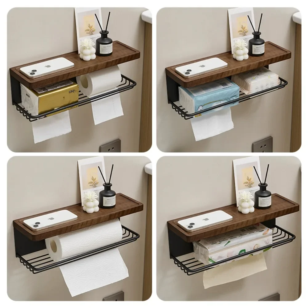 Walnut bathroom, bathroom, tissue box, antique style hand washing table, no punching solid wood paper rack