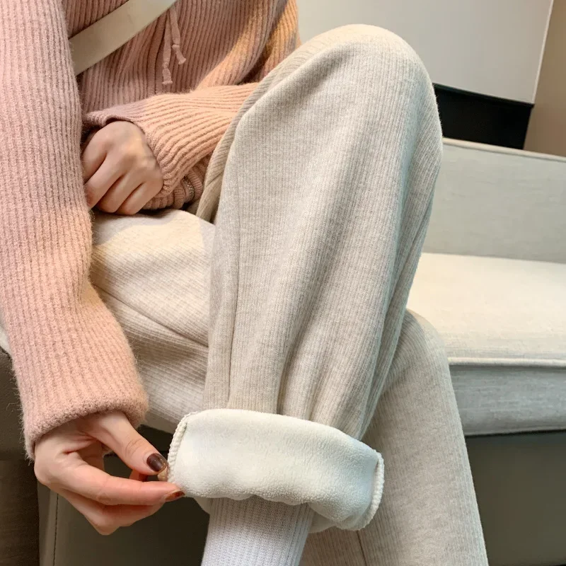 

Cashmere sanitary pants for women's autumn and winter 2023 new high waisted casual loose fitting plush sports pants with legging