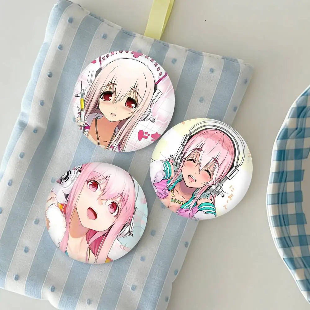 

S-Super S-Sonico-o Badge Tinplate Soft Button Pin Brooch Metal Badge Custom Jewelry Accessories Hat Bag Lapel